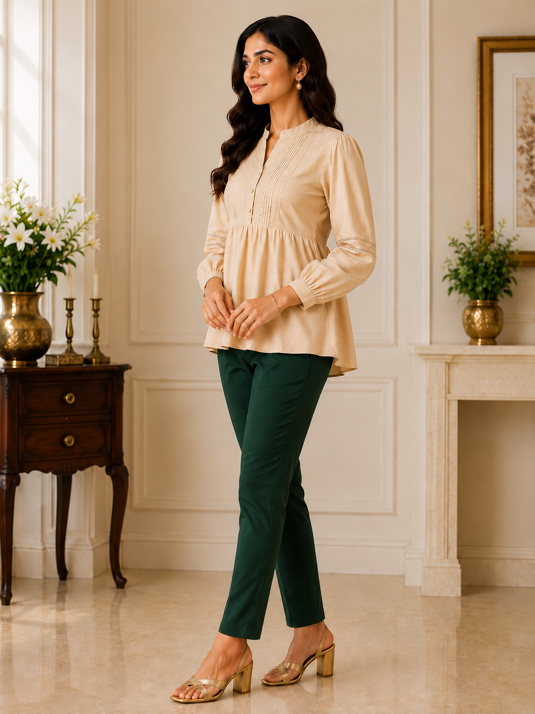 Women’s Rayon Blend Premium Green Pant