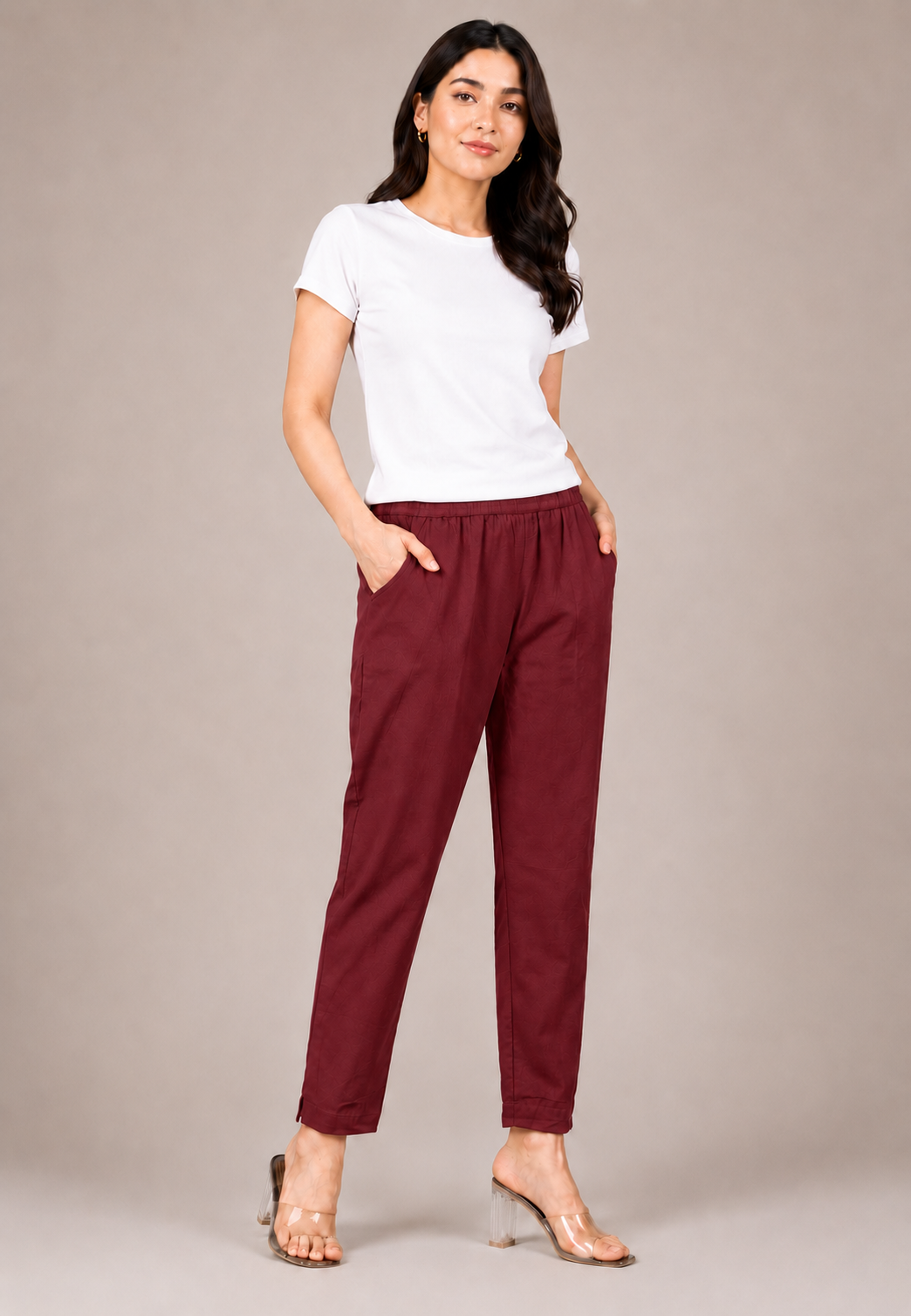 Maroon Straight Kurta Pant