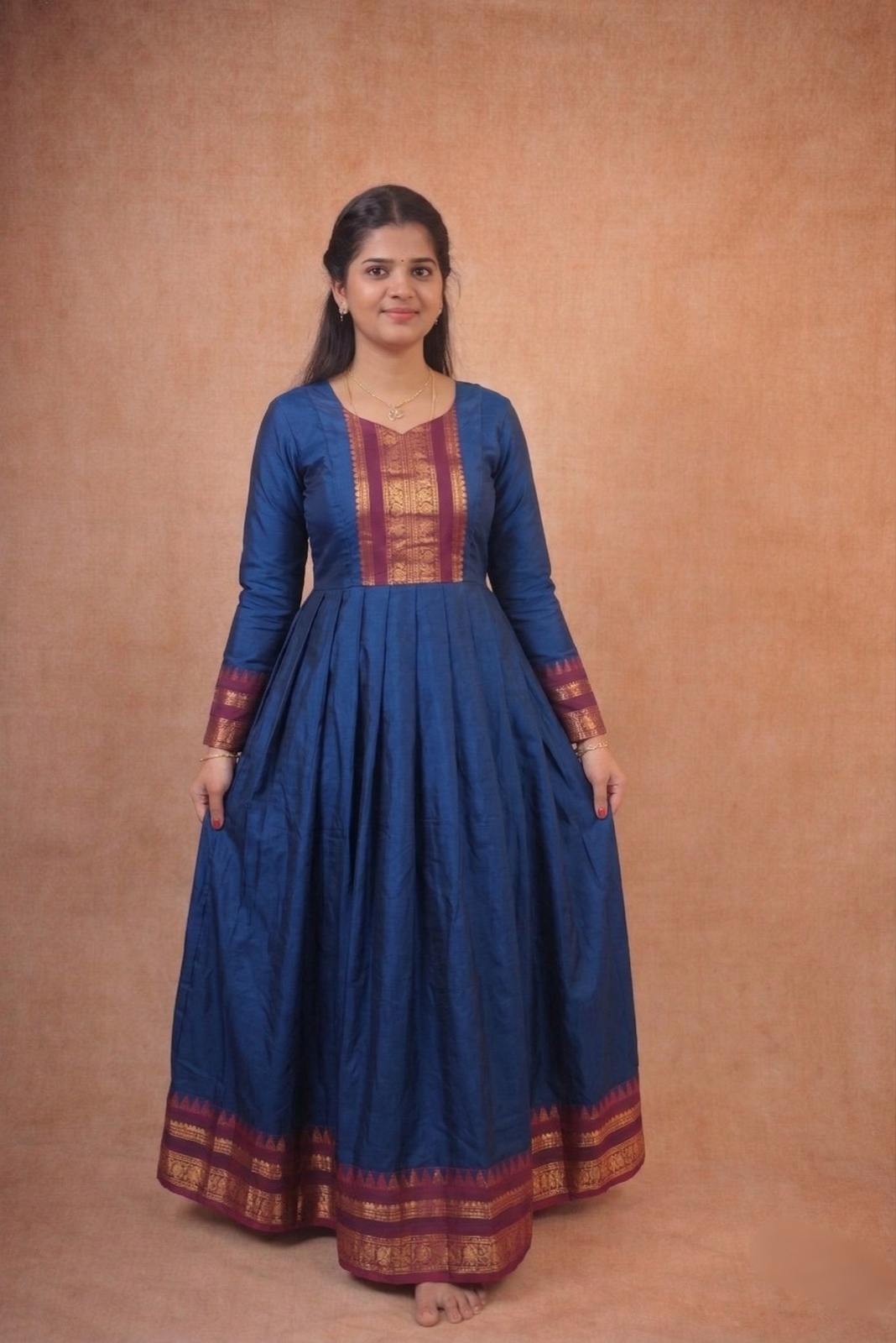 Blue with maroon Frock