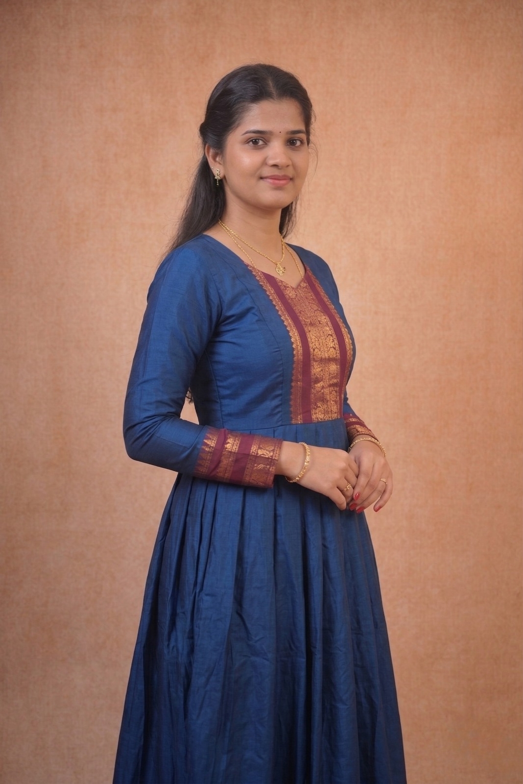 Blue with maroon Frock