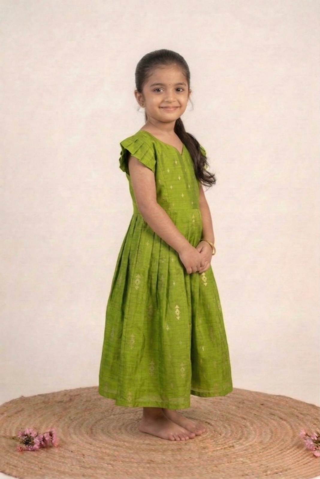 Parrot Green baby frock