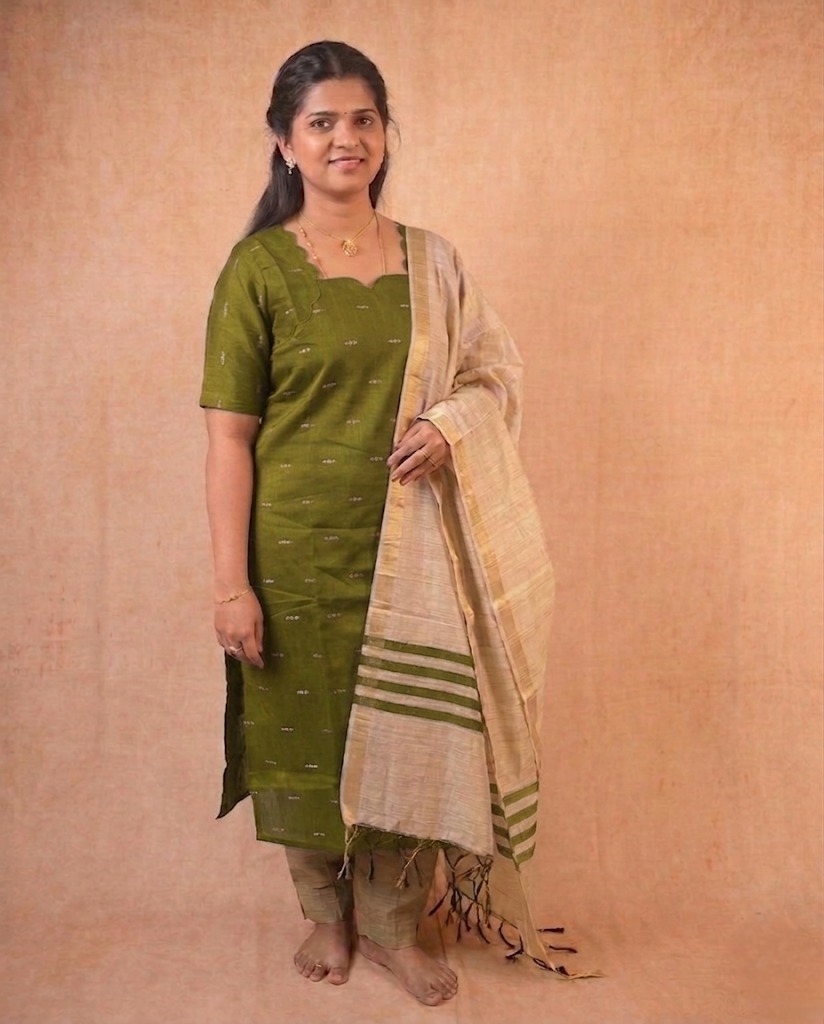Olive Green kurta with Shawl