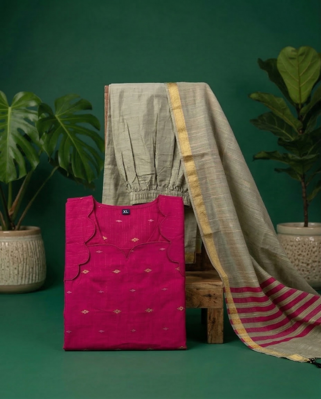 Pink kurta with Shawl