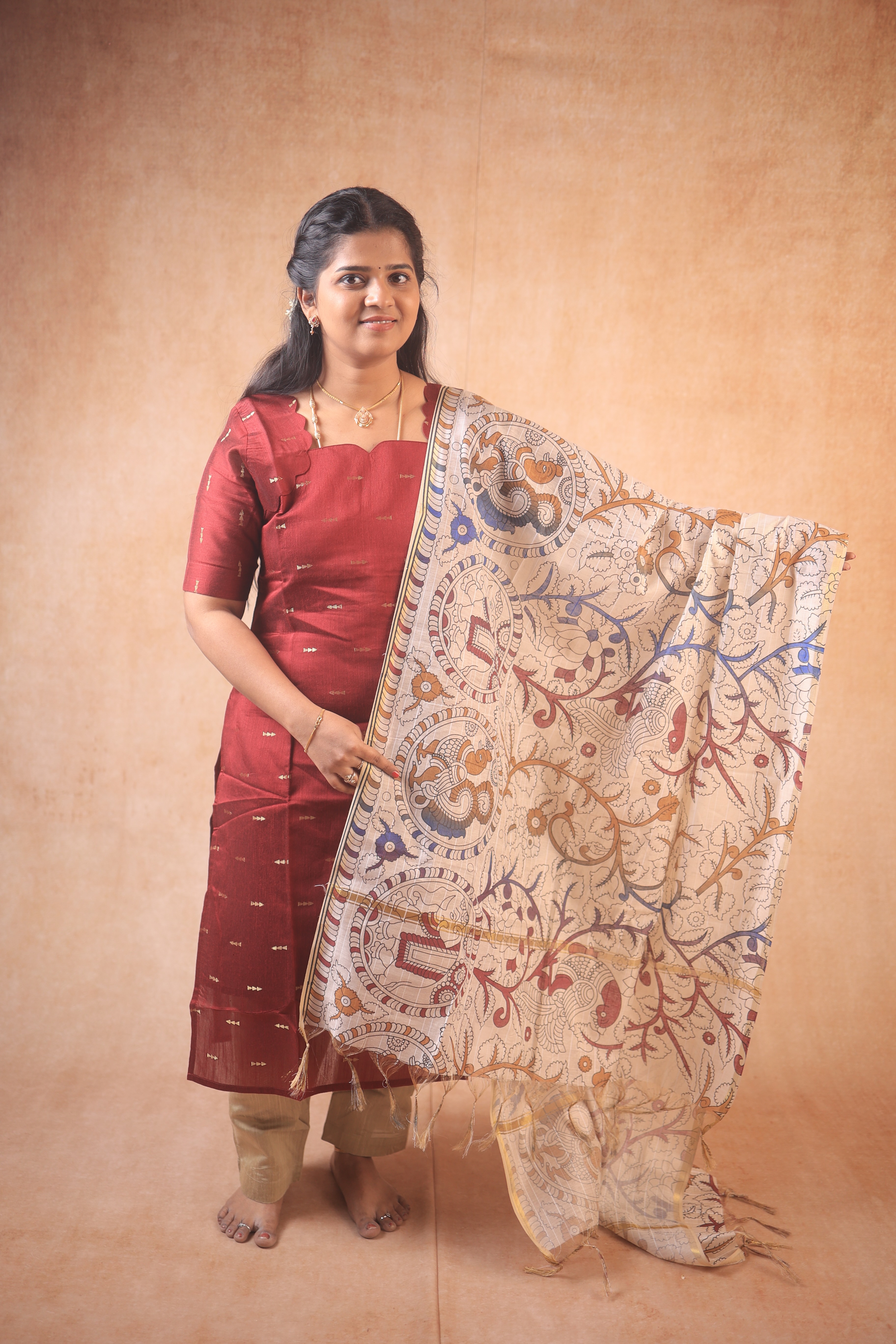 Cotton Kalamkari Dupatta printed